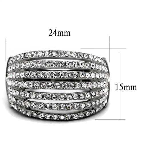 TK2901 - High polished (no plating) Stainless Steel Ring with Top Grade Crystal in Clear - Alamode - Flyclothing LLC