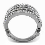 TK2901 - High polished (no plating) Stainless Steel Ring with Top Grade Crystal in Clear - Alamode - Flyclothing LLC