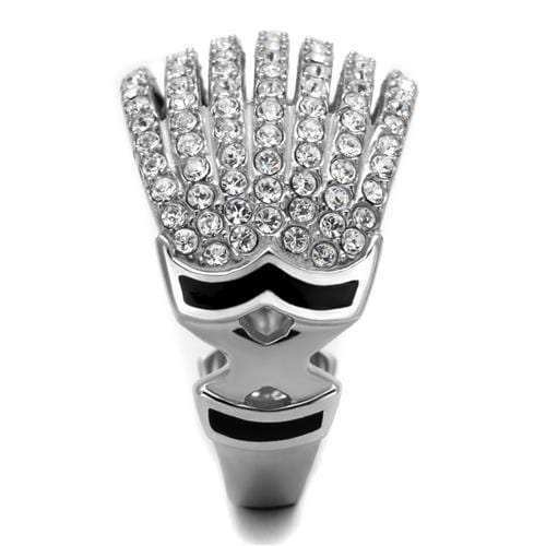 TK2901 - High polished (no plating) Stainless Steel Ring with Top Grade Crystal in Clear - Alamode - Flyclothing LLC