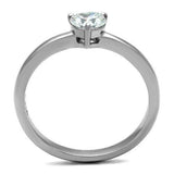 TK2904 - High polished (no plating) Stainless Steel Ring with AAA Grade CZ in Clear - Alamode - Flyclothing LLC