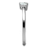 TK2904 - High polished (no plating) Stainless Steel Ring with AAA Grade CZ in Clear - Alamode - Flyclothing LLC