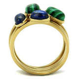 TK2905 - IP Gold(Ion Plating) Stainless Steel Ring with Synthetic MALACHITE in Emerald - Alamode - Flyclothing LLC
