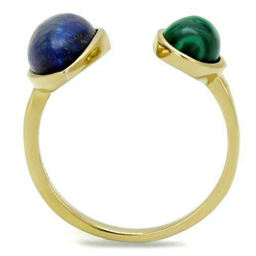 TK2906 - IP Gold(Ion Plating) Stainless Steel Ring with Precious Stone Lapis in Montana - Alamode - Flyclothing LLC