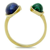 TK2906 - IP Gold(Ion Plating) Stainless Steel Ring with Precious Stone Lapis in Montana - Alamode - Flyclothing LLC