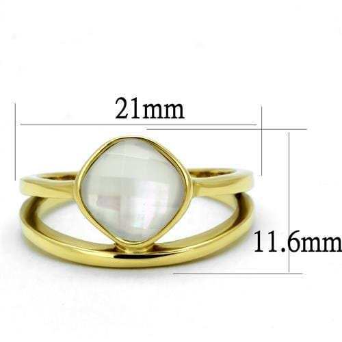 TK2908 - IP Gold(Ion Plating) Stainless Steel Ring with Precious Stone Conch in White - Alamode - Flyclothing LLC