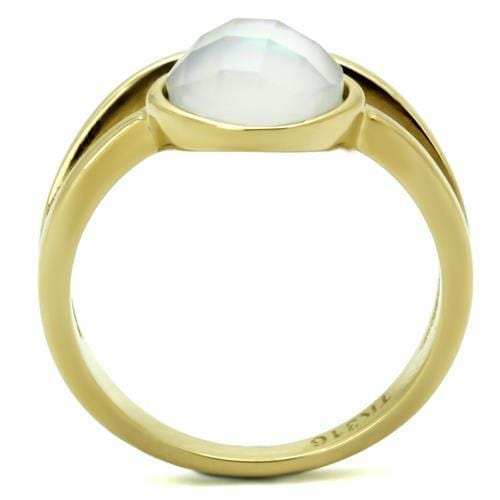 TK2908 - IP Gold(Ion Plating) Stainless Steel Ring with Precious Stone Conch in White - Alamode - Flyclothing LLC