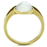 TK2908 - IP Gold(Ion Plating) Stainless Steel Ring with Precious Stone Conch in White - Alamode - Flyclothing LLC