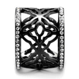 TK2909 - IP Light Black (IP Gun) Stainless Steel Ring with Top Grade Crystal in Clear - Alamode - Flyclothing LLC