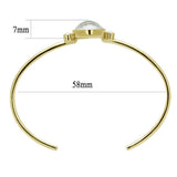 TK2910 - IP Gold(Ion Plating) Stainless Steel Bangle with Precious Stone Conch in White - Alamode - Flyclothing LLC