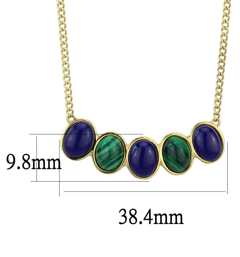 TK2911 - IP Gold(Ion Plating) Stainless Steel Necklace with Precious Stone Lapis in Montana - Alamode - Flyclothing LLC