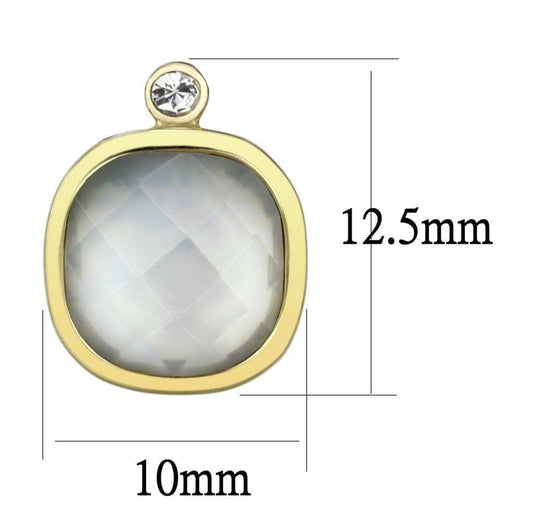 TK2912 - IP Gold(Ion Plating) Stainless Steel Earrings with Precious Stone Conch in White - Alamode - Flyclothing LLC