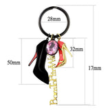 TK2913 - IP Gold+ IP Black (Ion Plating) Stainless Steel Key Ring with AAA Grade CZ in Rose - Alamode - Flyclothing LLC