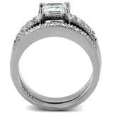 TK2915 - High polished (no plating) Stainless Steel Ring with AAA Grade CZ in Clear - Alamode - Flyclothing LLC