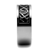TK2921 - High polished (no plating) Stainless Steel Ring with Epoxy in Jet - Alamode - Flyclothing LLC