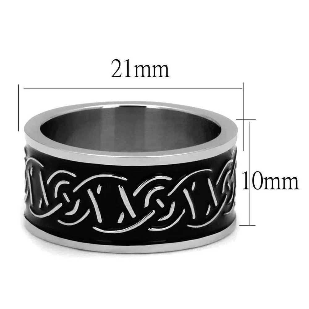 TK2922 - High polished (no plating) Stainless Steel Ring with Epoxy in Jet - Alamode - Flyclothing LLC