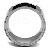 TK2923 - High polished (no plating) Stainless Steel Ring with Epoxy in Jet - Alamode - Flyclothing LLC