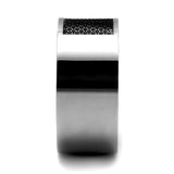 TK2923 - High polished (no plating) Stainless Steel Ring with Epoxy in Jet - Alamode - Flyclothing LLC