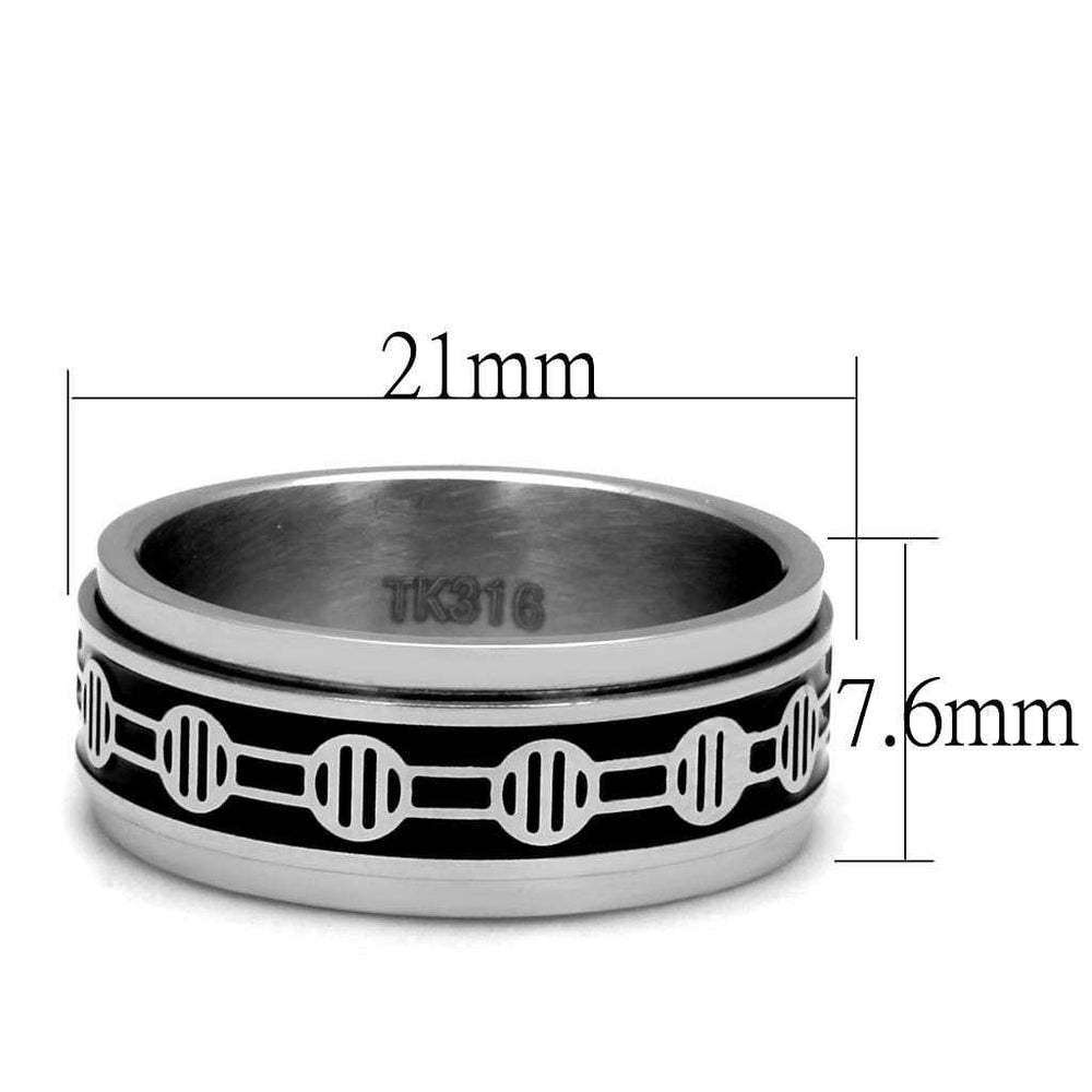 TK2924 - High polished (no plating) Stainless Steel Ring with Epoxy in Jet - Alamode - Flyclothing LLC