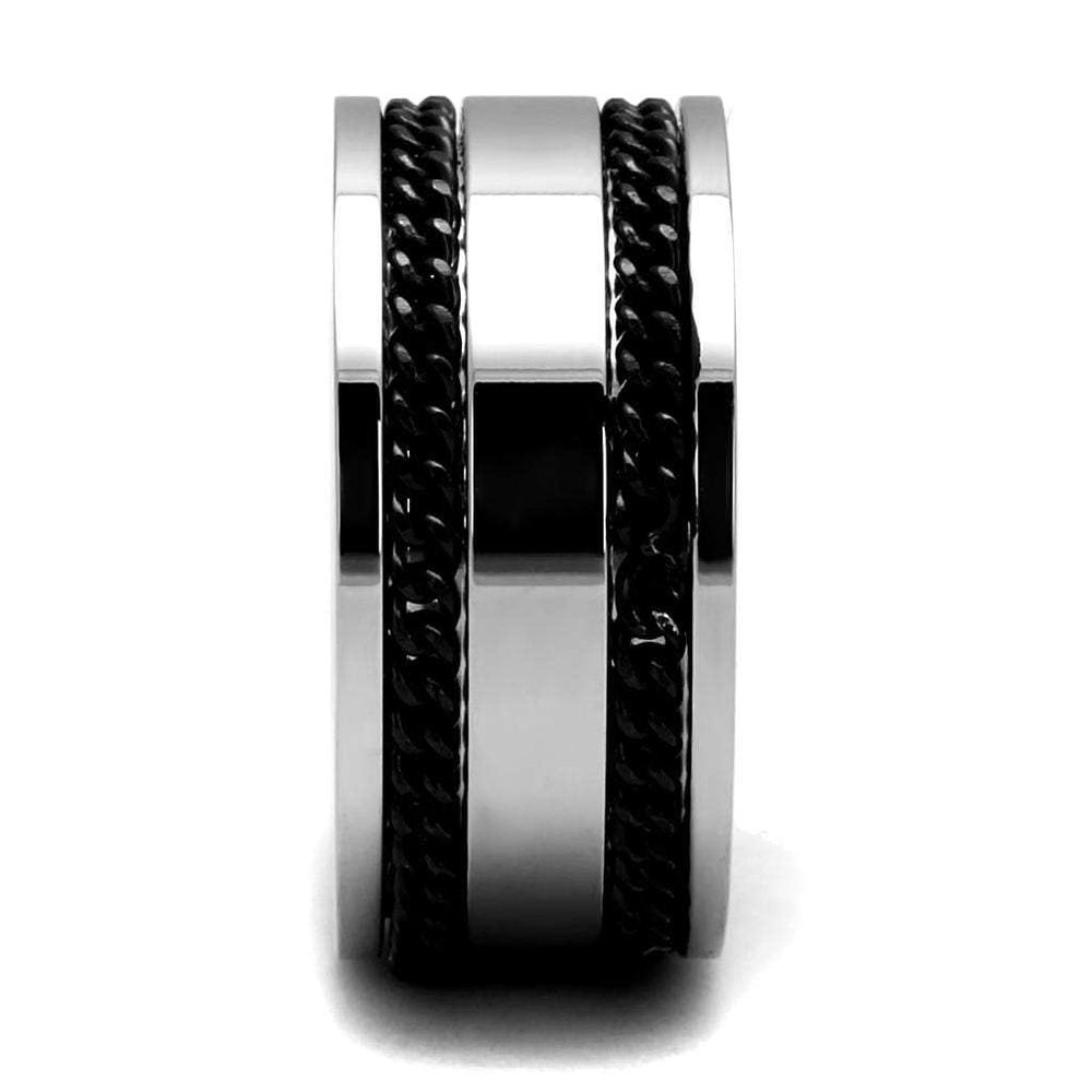 TK2927 - High polished (no plating) Stainless Steel Ring with Epoxy in Jet - Alamode - Flyclothing LLC