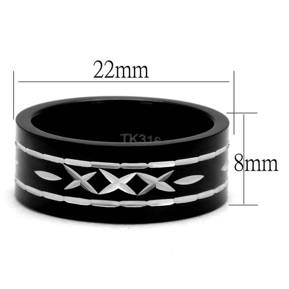 TK2928 - Two-Tone IP Black (Ion Plating) Stainless Steel Ring with No Stone - Alamode - Flyclothing LLC