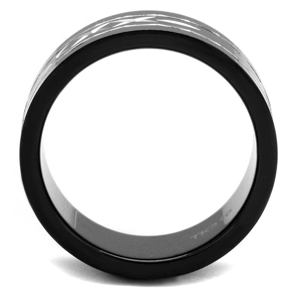 TK2928 - Two-Tone IP Black (Ion Plating) Stainless Steel Ring with No Stone - Alamode - Flyclothing LLC