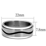 TK2929 - High polished (no plating) Stainless Steel Ring with Epoxy in Jet - Alamode - Flyclothing LLC