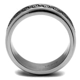 TK2930 - High polished (no plating) Stainless Steel Ring with Epoxy in Jet - Alamode - Flyclothing LLC