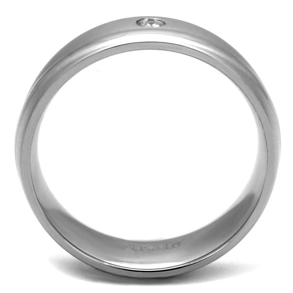 TK2932 - High polished (no plating) Stainless Steel Ring with AAA Grade CZ in Clear - Alamode - Flyclothing LLC