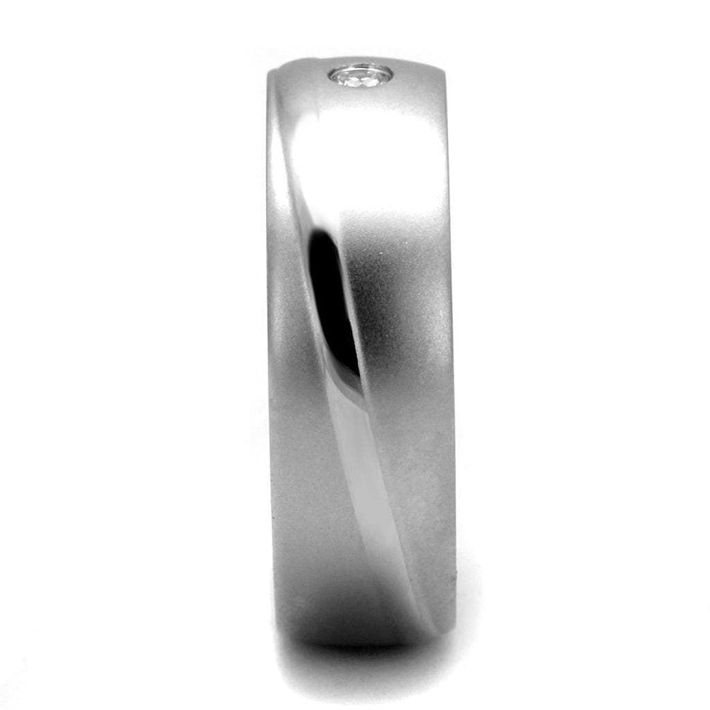 TK2932 - High polished (no plating) Stainless Steel Ring with AAA Grade CZ in Clear - Alamode - Flyclothing LLC