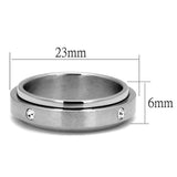 TK2933 - High polished (no plating) Stainless Steel Ring with AAA Grade CZ in Clear - Alamode - Flyclothing LLC