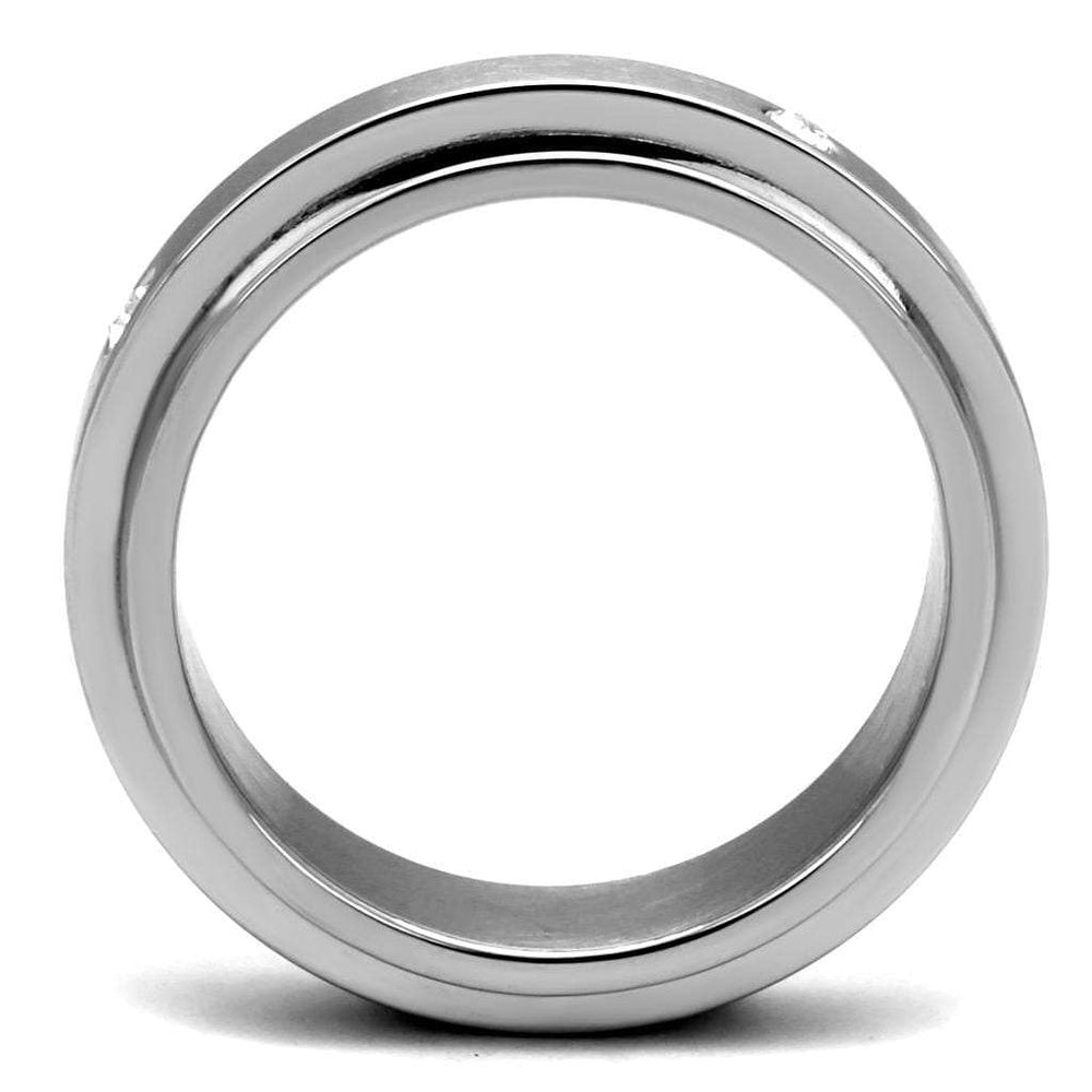 TK2933 - High polished (no plating) Stainless Steel Ring with AAA Grade CZ in Clear - Alamode - Flyclothing LLC