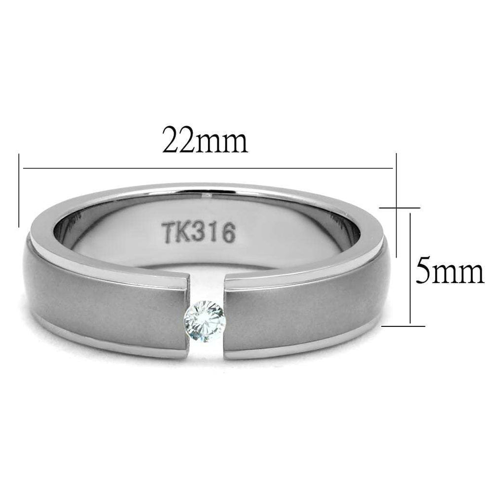 TK2935 - High polished (no plating) Stainless Steel Ring with AAA Grade CZ in Clear - Alamode - Flyclothing LLC