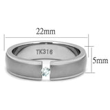 TK2935 - High polished (no plating) Stainless Steel Ring with AAA Grade CZ in Clear - Alamode - Flyclothing LLC