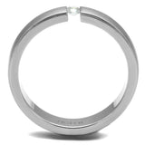 TK2935 - High polished (no plating) Stainless Steel Ring with AAA Grade CZ in Clear - Alamode - Flyclothing LLC