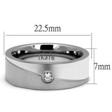 TK2937 - High polished (no plating) Stainless Steel Ring with AAA Grade CZ in Clear - Alamode - Flyclothing LLC