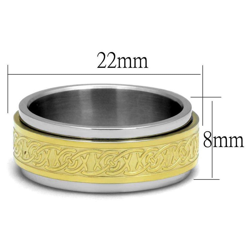 TK2939 - Two-Tone IP Gold (Ion Plating) Stainless Steel Ring with No Stone - Alamode - Flyclothing LLC