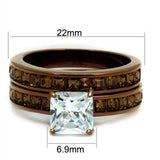 TK2954 - IP Coffee light Stainless Steel Ring with AAA Grade CZ in Clear - Alamode - Flyclothing LLC
