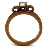 TK2955 - IP Coffee light Stainless Steel Ring with AAA Grade CZ in Clear - Alamode - Flyclothing LLC