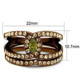 TK2956 - IP Coffee light Stainless Steel Ring with AAA Grade CZ in Olivine color - Alamode - Flyclothing LLC