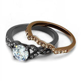 TK2958 - IP Light Black & IP Light coffee Stainless Steel Ring with AAA Grade CZ in Clear - Alamode - Flyclothing LLC