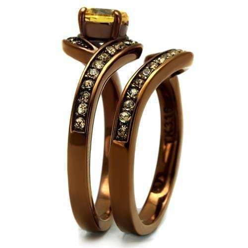 TK2959 - IP Coffee light Stainless Steel Ring with AAA Grade CZ in Topaz - Alamode - Flyclothing LLC