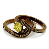 TK2959 - IP Coffee light Stainless Steel Ring with AAA Grade CZ in Topaz - Alamode - Flyclothing LLC
