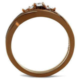 TK2963 - IP Coffee light Stainless Steel Ring with AAA Grade CZ in Clear - Alamode - Flyclothing LLC
