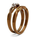 TK2963 - IP Coffee light Stainless Steel Ring with AAA Grade CZ in Clear - Alamode - Flyclothing LLC