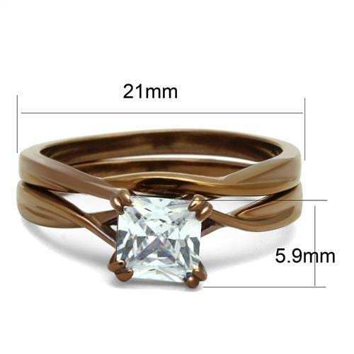 TK2964 - IP Coffee light Stainless Steel Ring with AAA Grade CZ in Clear - Alamode - Flyclothing LLC