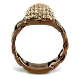 TK2965 - IP Coffee light Stainless Steel Ring with Top Grade Crystal in Light Peach - Alamode - Flyclothing LLC