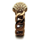 TK2965 - IP Coffee light Stainless Steel Ring with Top Grade Crystal in Light Peach - Alamode - Flyclothing LLC