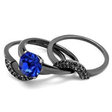 TK2969 - IP Light Black (IP Gun) Stainless Steel Ring with Top Grade Crystal in Sapphire - Alamode - Flyclothing LLC