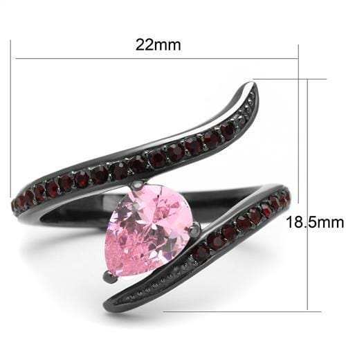 TK2972 - IP Light Black (IP Gun) Stainless Steel Ring with AAA Grade CZ in Rose - Alamode - Flyclothing LLC