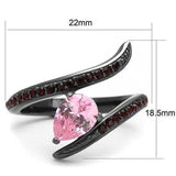 TK2972 - IP Light Black (IP Gun) Stainless Steel Ring with AAA Grade CZ in Rose - Alamode - Flyclothing LLC